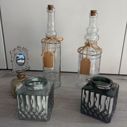 Vintage Style Glass Decor $5 each - Candle Holders, Votives, Picture Holder, Glass Bottle Home Decor