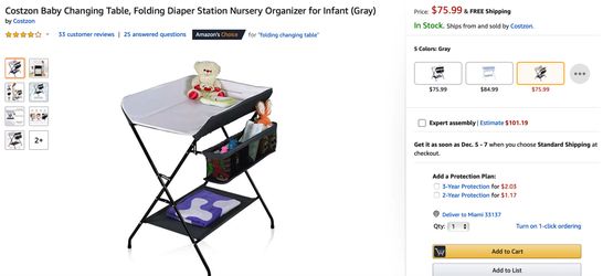 Baby changing table. NEW IN BOX