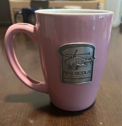 Northrop Grumman MQ-8 Fire Scout Pink Ceramic Mug with Pewter Metal Emblem