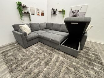 Gray Sectional Couch Pull Out Bed - Free Delivery 