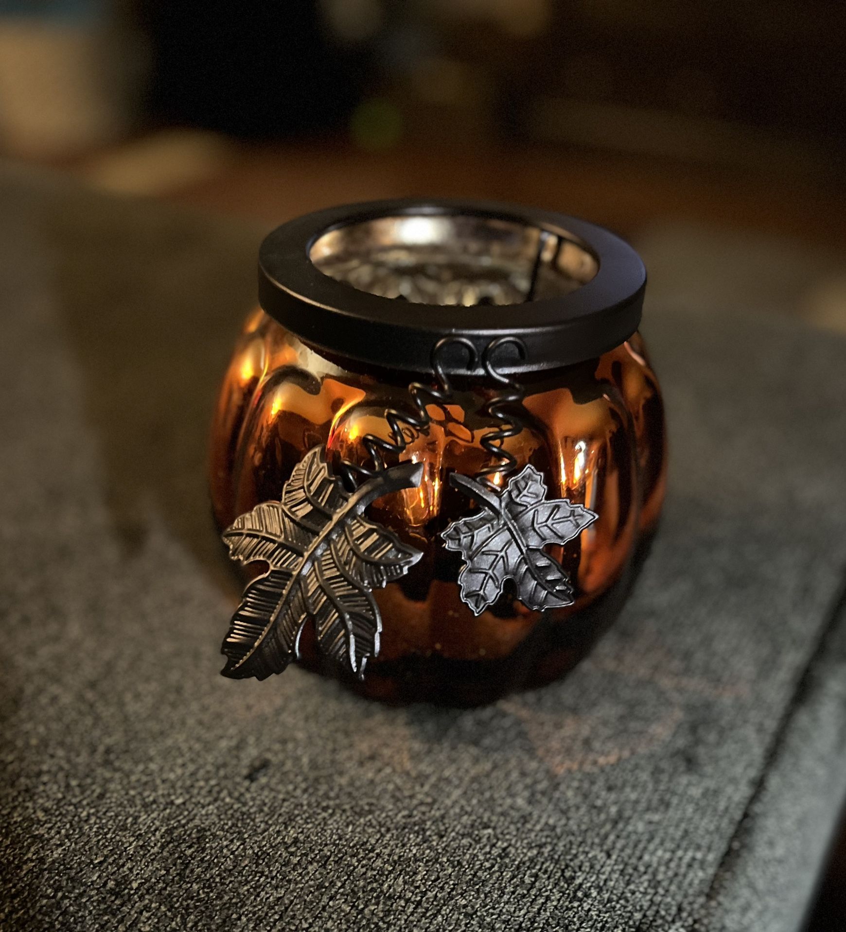 Glass Pumpkin Candle Holder