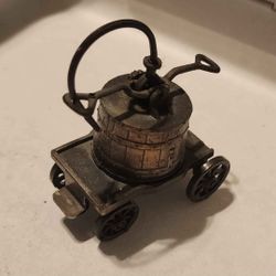 Vintage Die-Cast Metal Fire Water Pump Wagon Miniature Pencil Sharpener