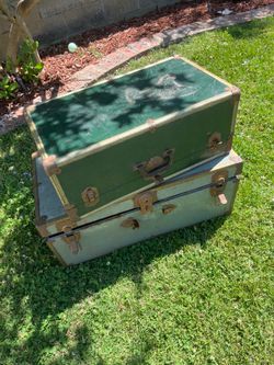 Vintage chest metal trunk