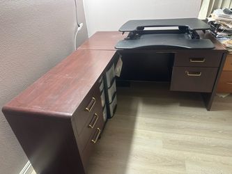L-Shaped Office Desk with Drawers