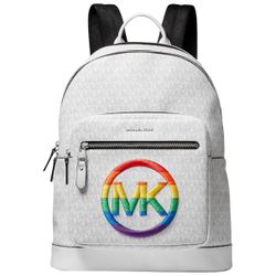 New Michael Kors White Pride Hudson Monogram Logo Coated Canvas Backpack Rucksack