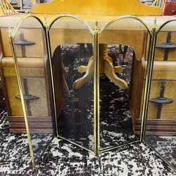 Vintage Lewis Hyman Inc. 4-Fold Fireplace Screen – Polished Brass Finish (Circa 1987)
