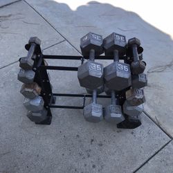 Dumbbell Weights With Dumbbell Rack