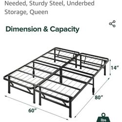 As Seen On Amazon - Queen (Foldable) Bed Frame With 13"High Underbed Storage