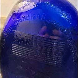 Mary Pickersgill Star Spangled Banner Flag House Cobalt Glass Bottle
