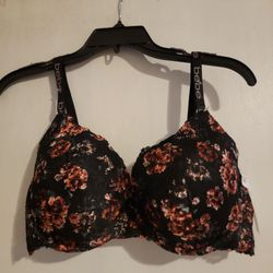 BEBE Black Floral Lace Push Up Bra New