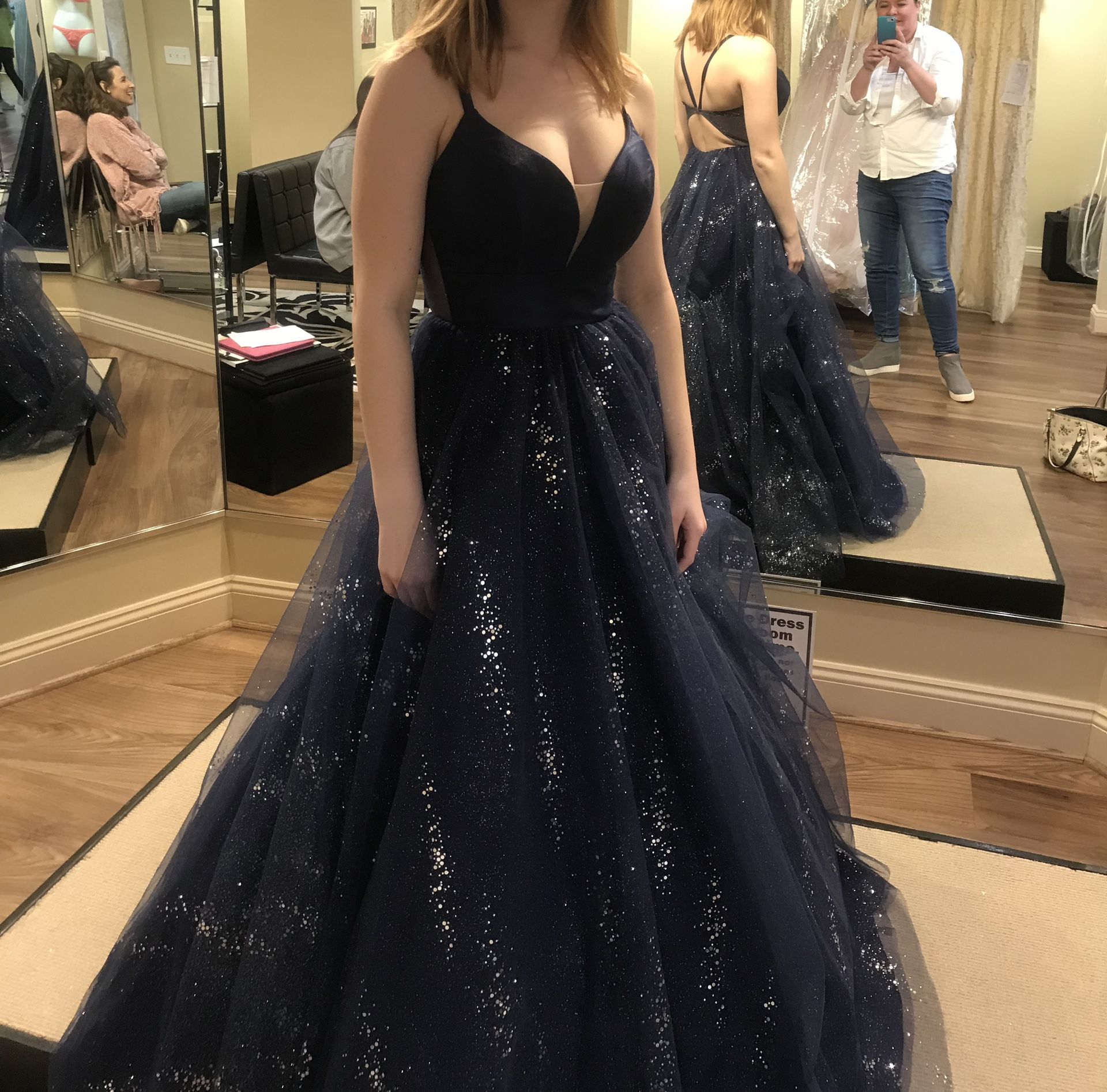 Sparkly Navy Blue Prom Dress Size 2
