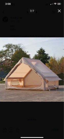 Inflatable Camping Tent 8 Person, Fast 5-Min Inflate with Hand Pump, Waterproof UV Resistant PVC Blow Up Glamping Tent with Special Shaped Rainproof