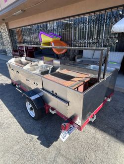 SALE Stainless Steel Outdoor Food Trailer Cart | Grill, Flat Top Griddle & Fryer Set Up (11ft x 5ft)