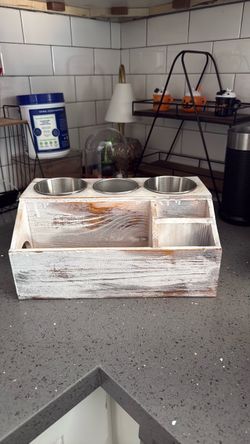 wooden hair tool organizer and styling caddy