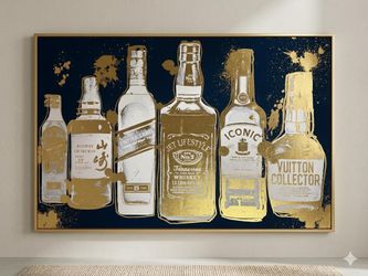 Metallic Liquor Wall Art -Wooden Frame