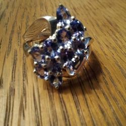 Genuine Blue TANZANITE Ring Set In Solid Sterling Silver.   Brand New.  Please See Description. 