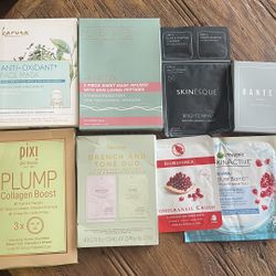 9 Assorted Face Mask and Eye Mask packs- new 