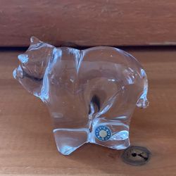  Vintage Small Glass Bear With Gift Box, Made in Sweden