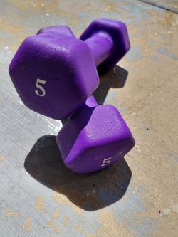 Pair of 5lb Purple Neoprene Dumbbells