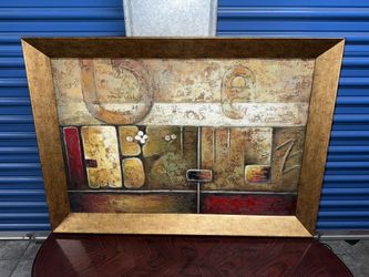 Abstract Textured Painting Gold Frame 68x96cm