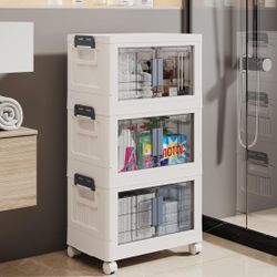 Folding Storage box with Doors and Wheels, 
Storage Organizer.3 pack cube
