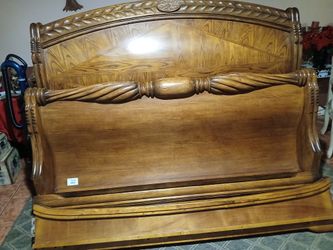 Cal King Bed. All Solid Wood Headboard And Footboard  W/rails  New