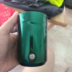 2022 Starbucks Holiday Metallic Green Insulated Stainless Steel Tumbler 12oz With Lid