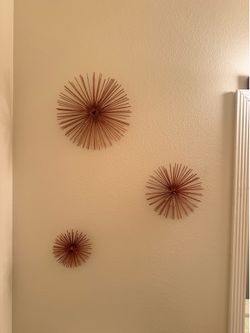 Set of 3 Copper Starburst Wall Art – Boho/Mid-Century