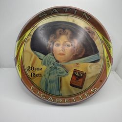Vintage Satin Turkish Blend Cigarette advertising tray, marked CHEINCO on lip.