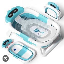 Avidor New Collapsible, Baby Bathtub W Dinosaur Cushion