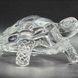 Vintage French Cristal D Arques Clear CRYSTAL TURTLE Home Decor Figurine