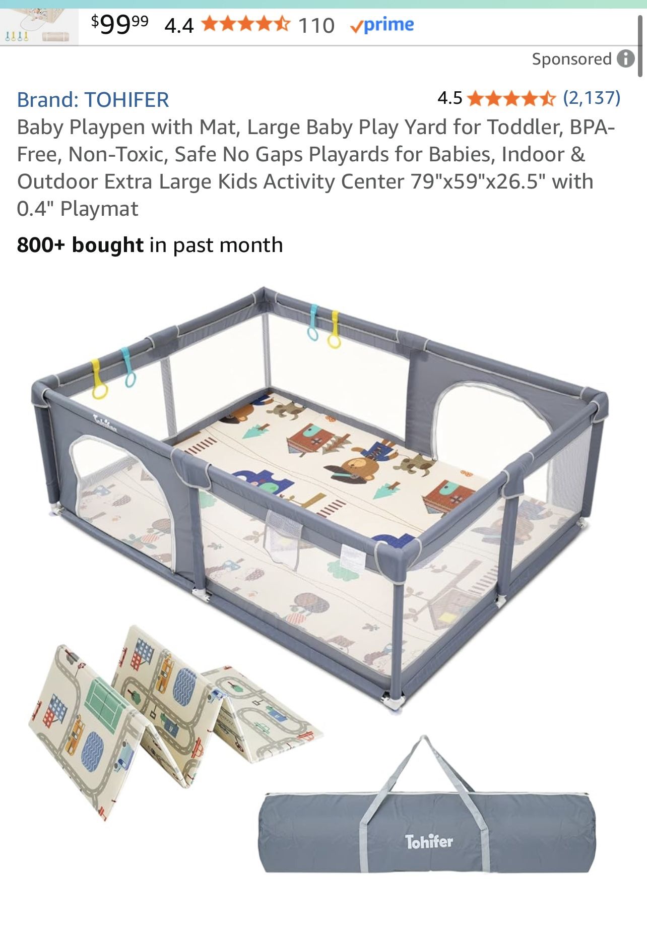 XL Playpen With Mat