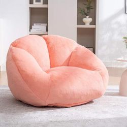 Modern Orange Faux Fur Shell-Shaped Bean Bag Chair