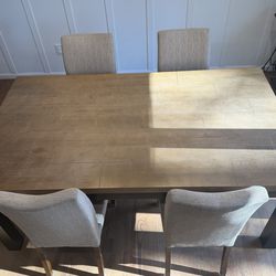Rectangular Dining Table with 4 Upholstered Chairs