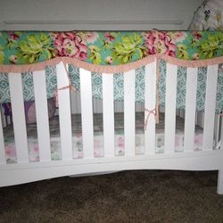 White Wooden Crib With Mattress Included