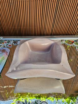Handcrafted Large Cement Square Bowl – $18