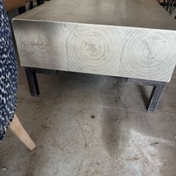 Heavy Duty, Coffee Table And Side Table. Gray With Metal Legs ! With 