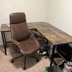 Brand New Corner Desk And Leather Chair