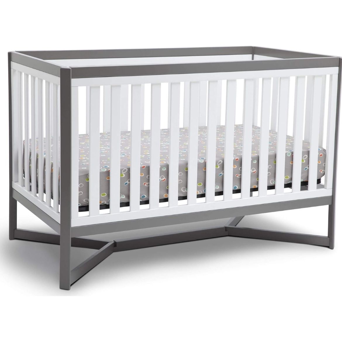 Delta Children Tribeca 4-in-1 Convertible Crib, White/Grey