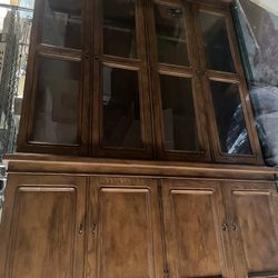 Solid Oak China Hutch 