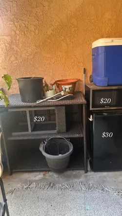 Patio and mini fridge