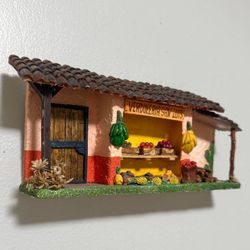 Vintage Handcrafted Verduleria San Luis Costa Rica 3D Miniature Wall Decor Folk Art