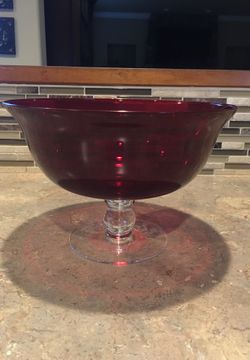 Red Wine Color Glass Serving Bowl