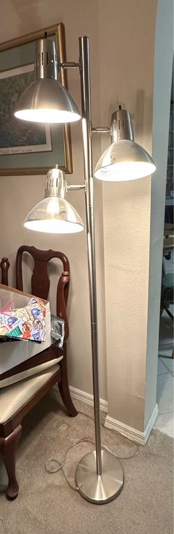 Brushed Nickel Adjustable 3-Head Floor Lamp