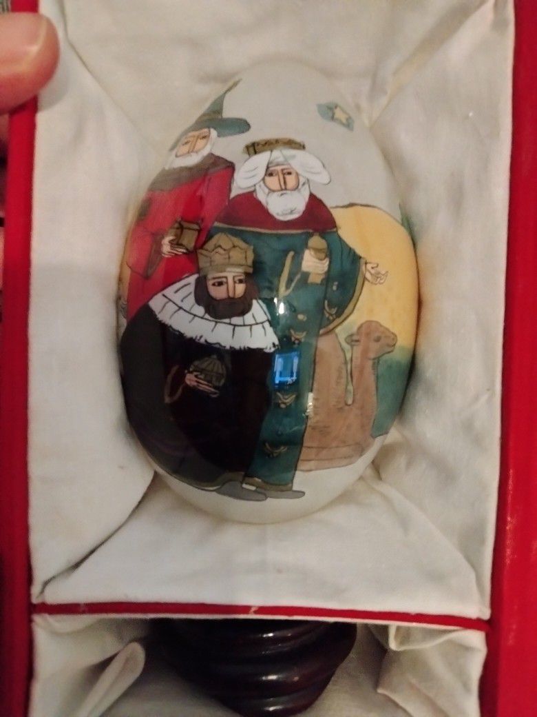 Vintage Glass Revise Painted Christmas Ornament 