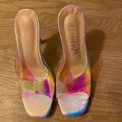 Fluorescent Barbie heels