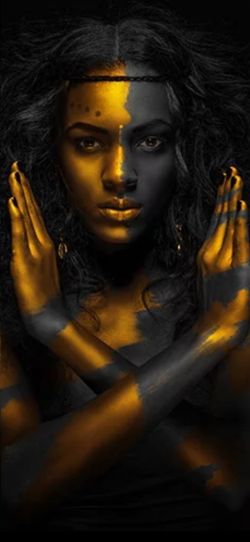 Black and Gold African Nude Woman Cuadros Canvas Painting Posters and Prints Scandinavian Wall Art Picture for Living Room Decor 45h×19w inch