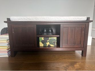 Storage Bench with Cushion – Dark Espresso Wood
