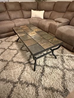 Slate Tile Top Coffee Table with Metal Frame