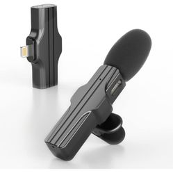 Wireless Mini Lapel Lavalier Microphone for iPhone iPad Youtubers, Facebook Live Stream, Vloggers, TikTok, Auto-Sync Clip-on Lav Mic, Plug-Play, No Ap